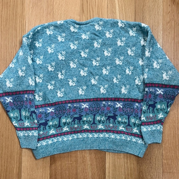 Vintage Willow Ridge Blue Fair Isle Forest Theme Cardigan - Picture 5 of 9